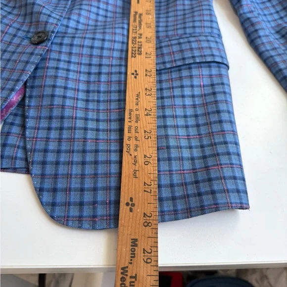 Tom James $1500 custom Blue Plaid Women’s Tailored Blazer never worn bespoke - Picture 13 of 13